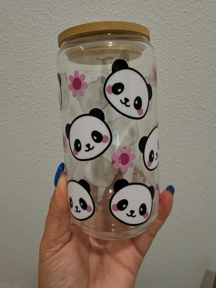 Panda Flowers UV DTF Wrap Transfer 16oz | No Heat Needed | Waterproof | Permanent Adhesive