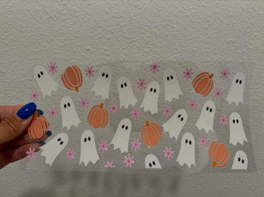 Retro Halloween Ghost UV DTF Wrap Transfer 16oz | No Heat Needed | Waterproof | Permanent Adhesive