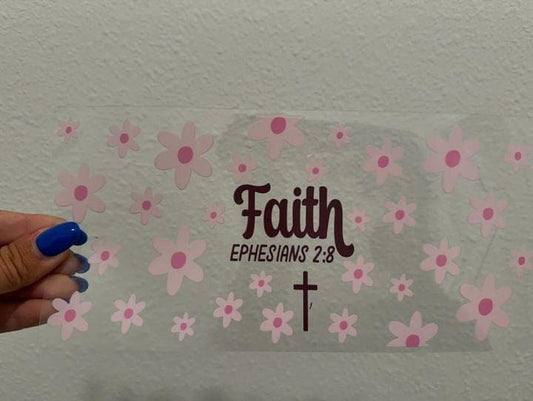 Faith Ephesians 2:8 UV DTF Wrap Transfer 16oz | No Heat Needed | Waterproof | Permanent Adhesive