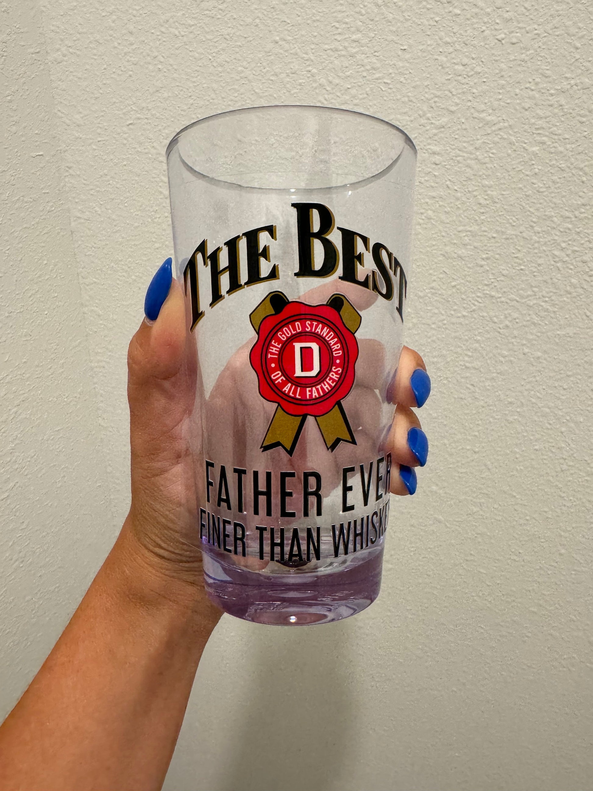 The Best Father Ever Finer Than Whiskey UV DTF Wrap Transfer 16oz Pint Glass Beer Mug | No Heat Needed | Waterproof | Permanent Adhesive