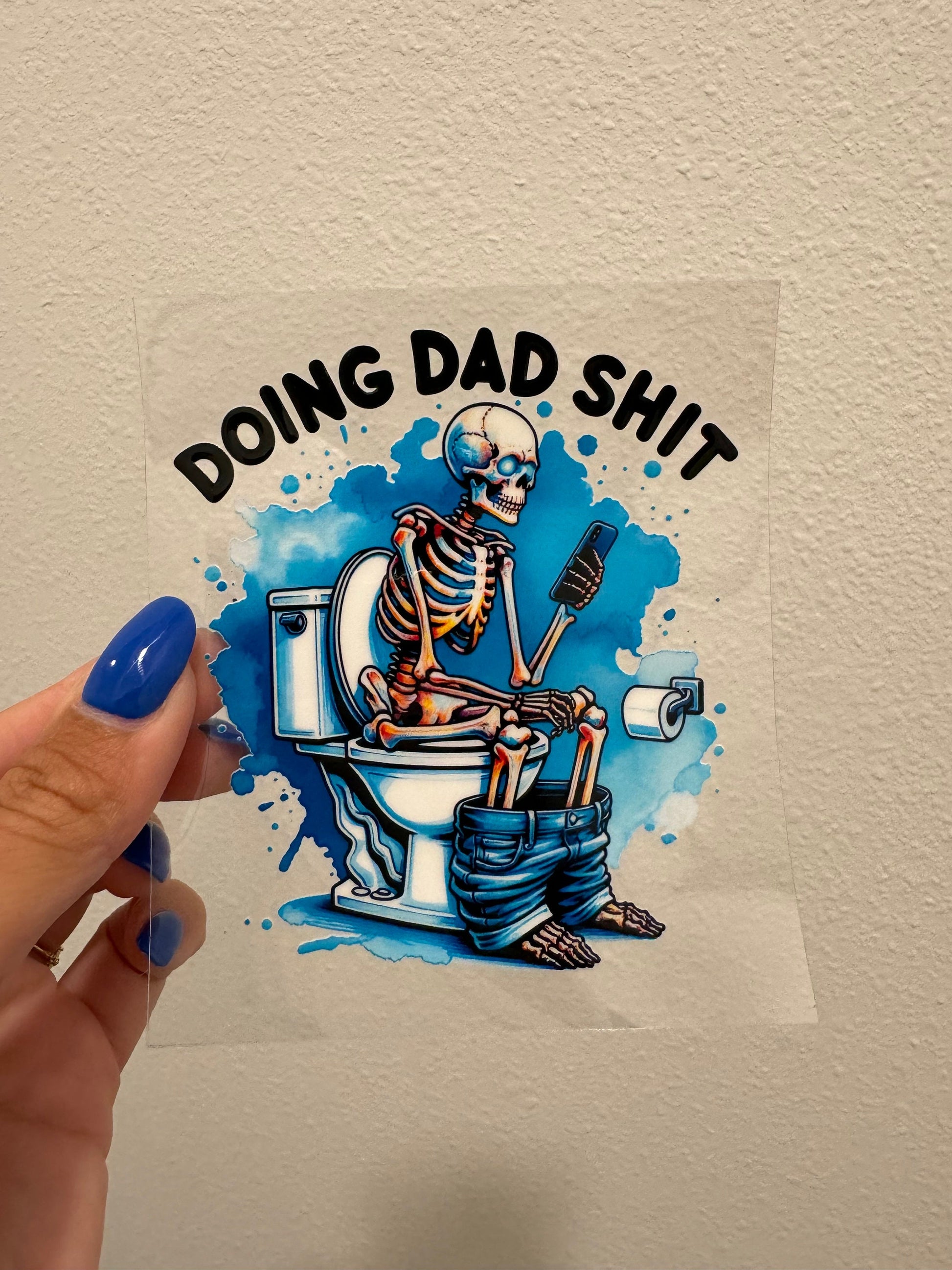 Doing Dad Shit UV DTF Wrap Transfer 16oz Pint Glass Beer Mug | No Heat Needed | Waterproof | Permanent Adhesive