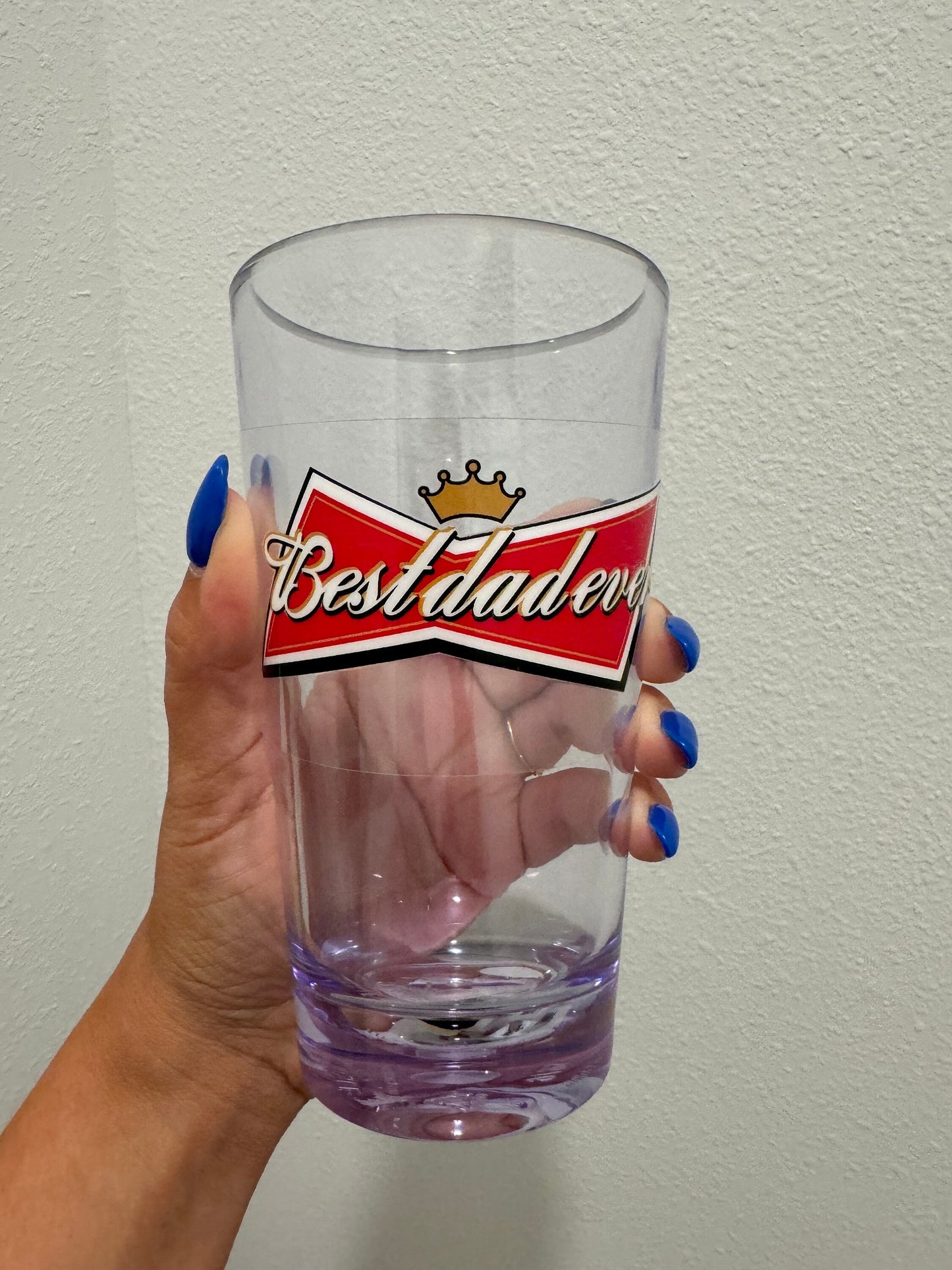 Best Dad Ever Budweiser UV DTF Wrap Transfer 16oz Pint Glass Beer Mug | No Heat Needed | Waterproof | Permanent Adhesive