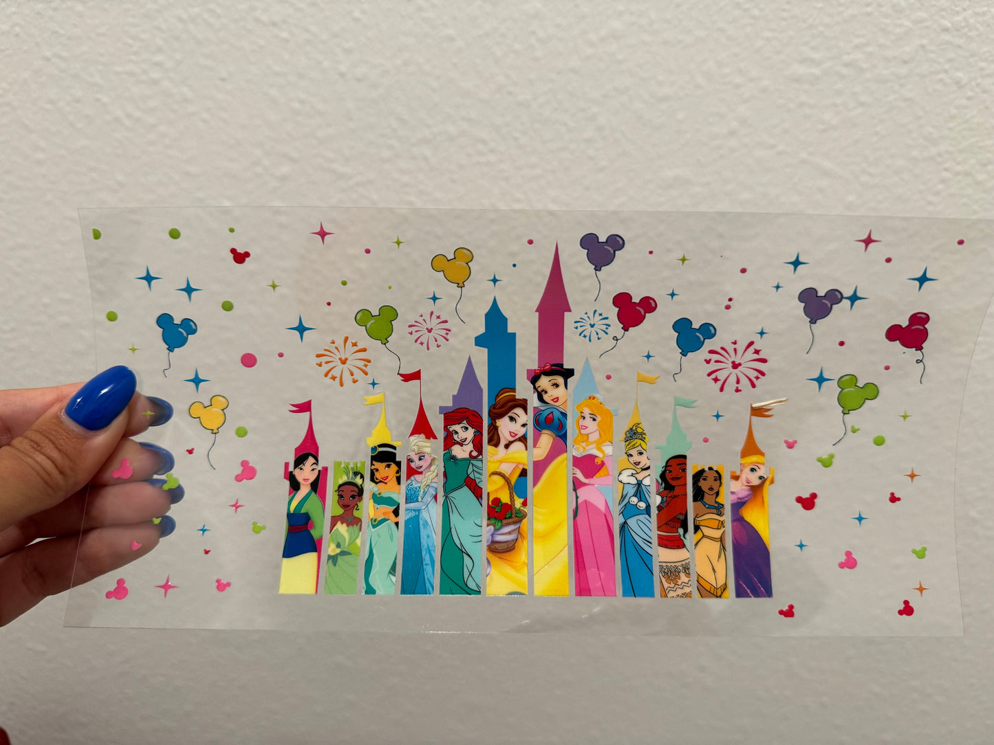 Disney Castle Princess Characters UV DTF Wrap Transfer 16oz | No Heat Needed | Waterproof | Permanent Adhesive