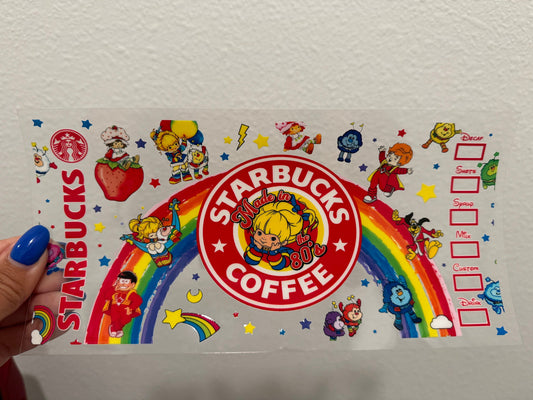 Rainbow Brite Starbs UV DTF Wrap Transfer 16oz | No Heat Needed | Waterproof | Permanent Adhesive