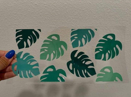 Monstera Leaves UV DTF Wrap Transfer 16oz | No Heat Needed | Waterproof | Permanent Adhesive