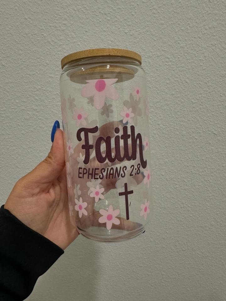 Faith Ephesians 2:8 UV DTF Wrap Transfer 16oz | No Heat Needed | Waterproof | Permanent Adhesive