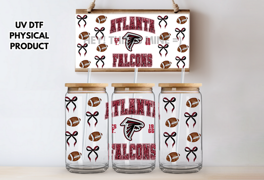 Atlanta Falcons Bows UV DTF Wrap Transfer 16oz | No Heat Needed | Waterproof | Permanent Adhesive