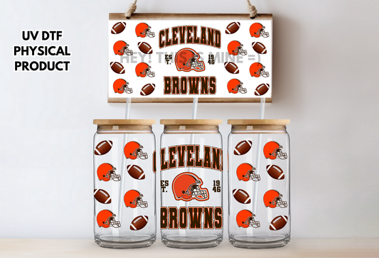 Cleveland Browns Helmets UV DTF Wrap Transfer 16oz |No Heat Needed | Waterproof | Permanent Adhesive