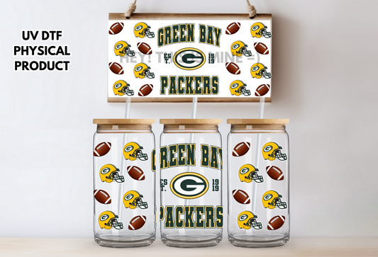Greenbay Packers Helmets UV DTF Wrap Transfer 16oz | No Heat Needed | Waterproof | Permanent Adhesive