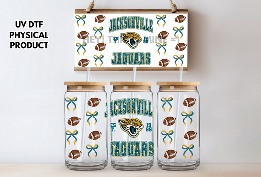 Jacksonville Jaguars Bows UV DTF Wrap Transfer 16oz | No Heat Needed | Waterproof | Permanent Adhesive