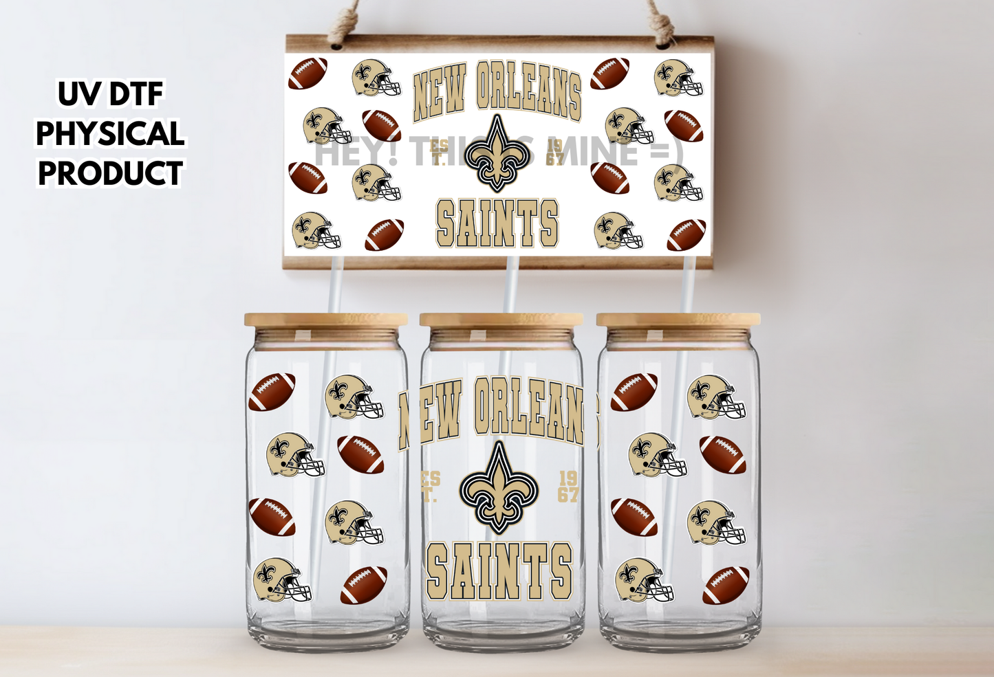 New Orleans Saints Helmets UV DTF Wrap Transfer 16oz | No Heat Needed | Waterproof | Permanent Adhesive
