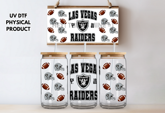 Las Vegas Raiders Helmets UV DTF Wrap Transfer 16oz |No Heat Needed | Waterproof | Permanent Adhesive
