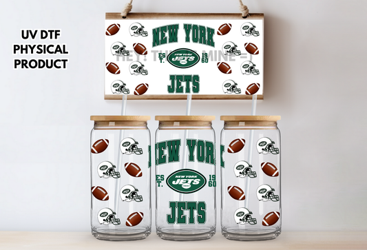 New York Jets Helmets UV DTF Wrap Transfer 16oz |No Heat Needed | Waterproof | Permanent Adhesive