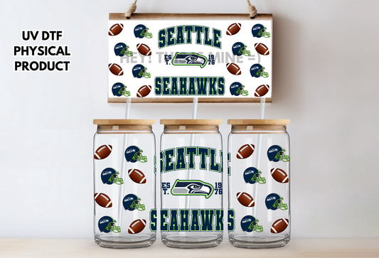 Seattle Seahawks Helmets UV DTF Wrap Transfer 16oz |No Heat Needed | Waterproof | Permanent Adhesive