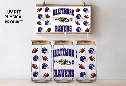 Baltimore Ravens Helmets UV DTF Wrap Transfer 16oz |No Heat Needed | Waterproof | Permanent Adhesive