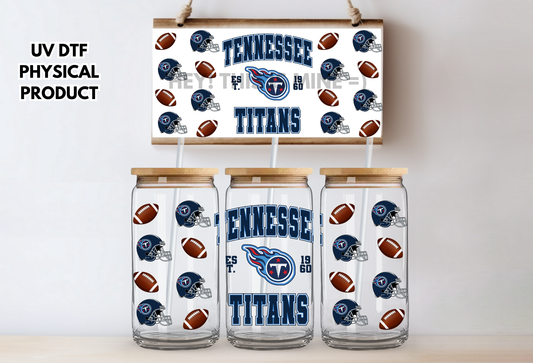 Tennessee Titans Helmets UV DTF Wrap Transfer 16oz |No Heat Needed | Waterproof | Permanent Adhesive