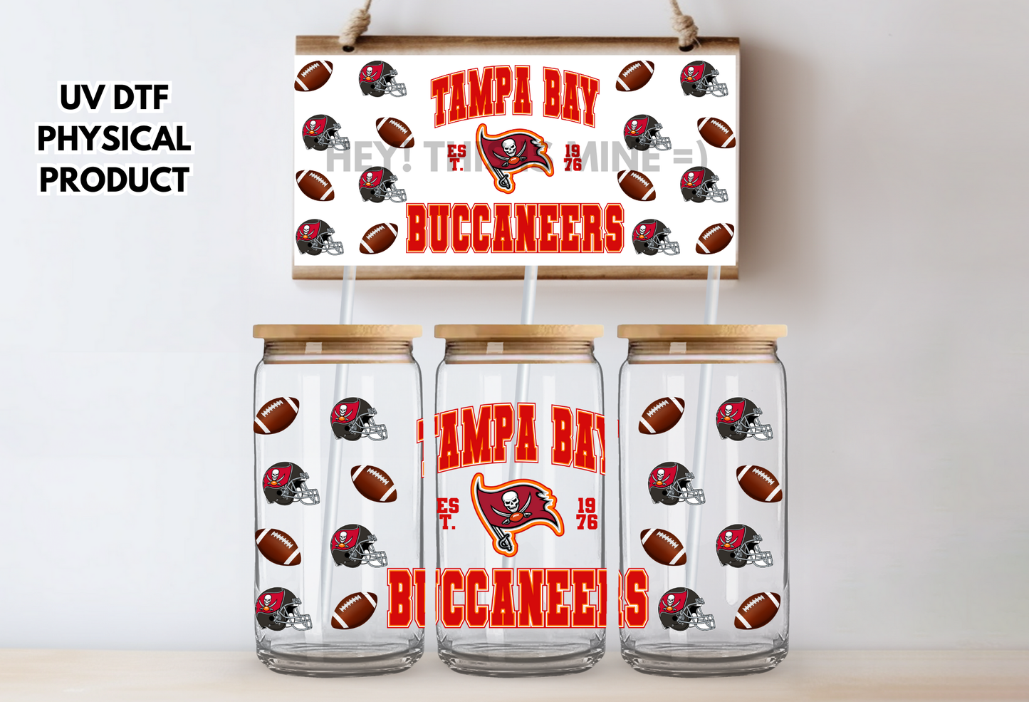 Tampa Bay Bucs Helmets UV DTF Wrap Transfer 16oz |No Heat Needed | Waterproof | Permanent Adhesive
