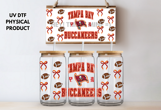 Tampa Bay Bucs Bows UV DTF Wrap Transfer 16oz |No Heat Needed | Waterproof | Permanent Adhesive