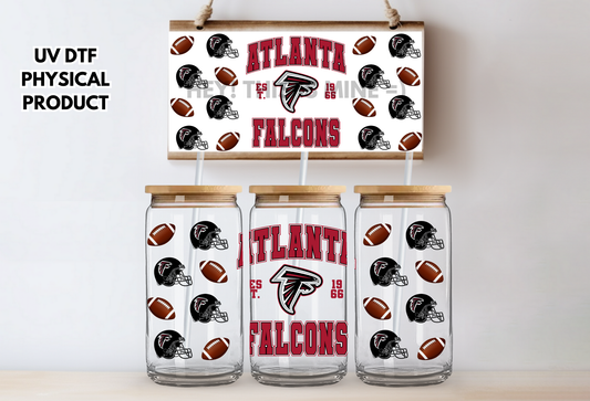 Atlanta Falcons Helmets UV DTF Wrap Transfer 16oz | No Heat Needed | Waterproof | Permanent Adhesive
