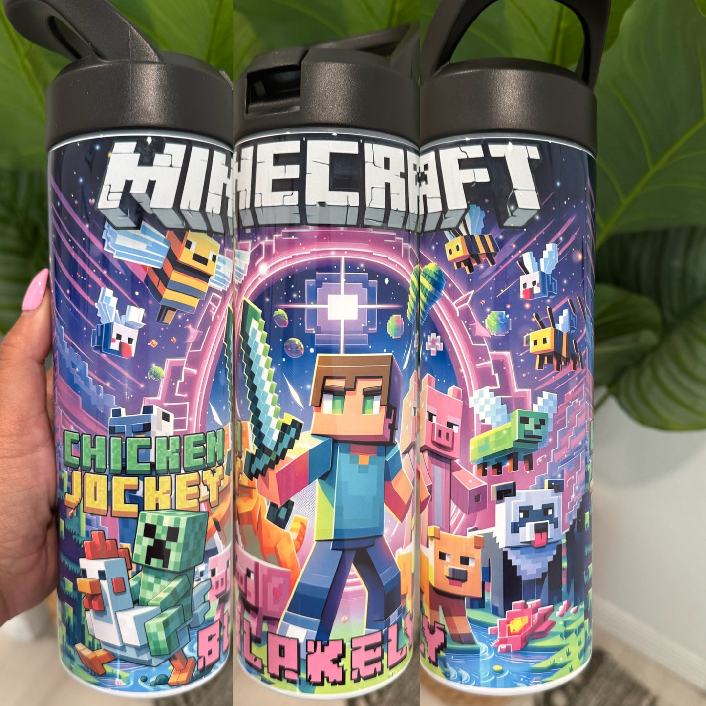 Minecraft Chicken Jockey Purple Customized 20oz Tumbler