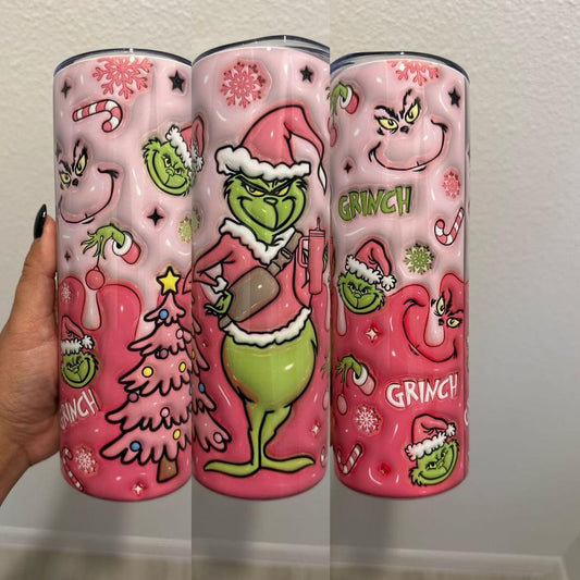 Grinch Double Pink Crossbody Bag w/ Stanley Cup 20oz Tumbler